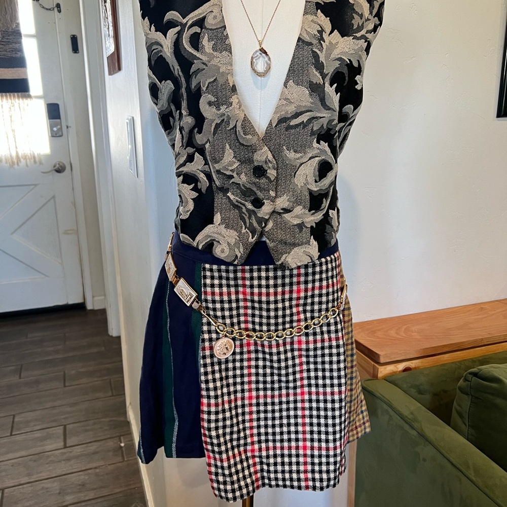 Rowing Blazers Navy and Plaid Mini Skirt - Picture 9 of 10